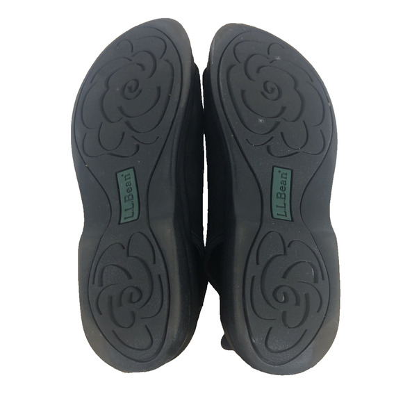 L.L. Bean Womens Sandals Size 8 Medium Triple Strap Adjustable Black Suede Shoes - Picture 7 of 10